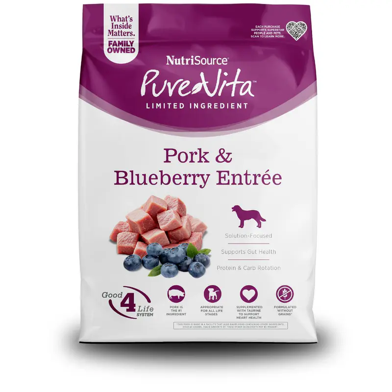PureVita Grain Free Cerdo y Arándano Azul 25 lb