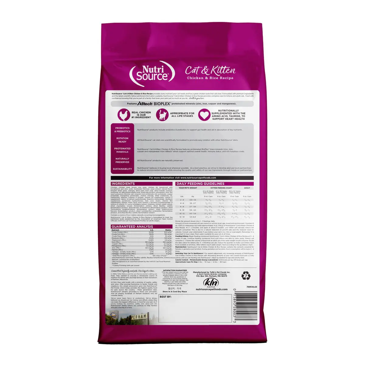 NutriSource Gato y Gatito Pollo y Arroz 12 lb
